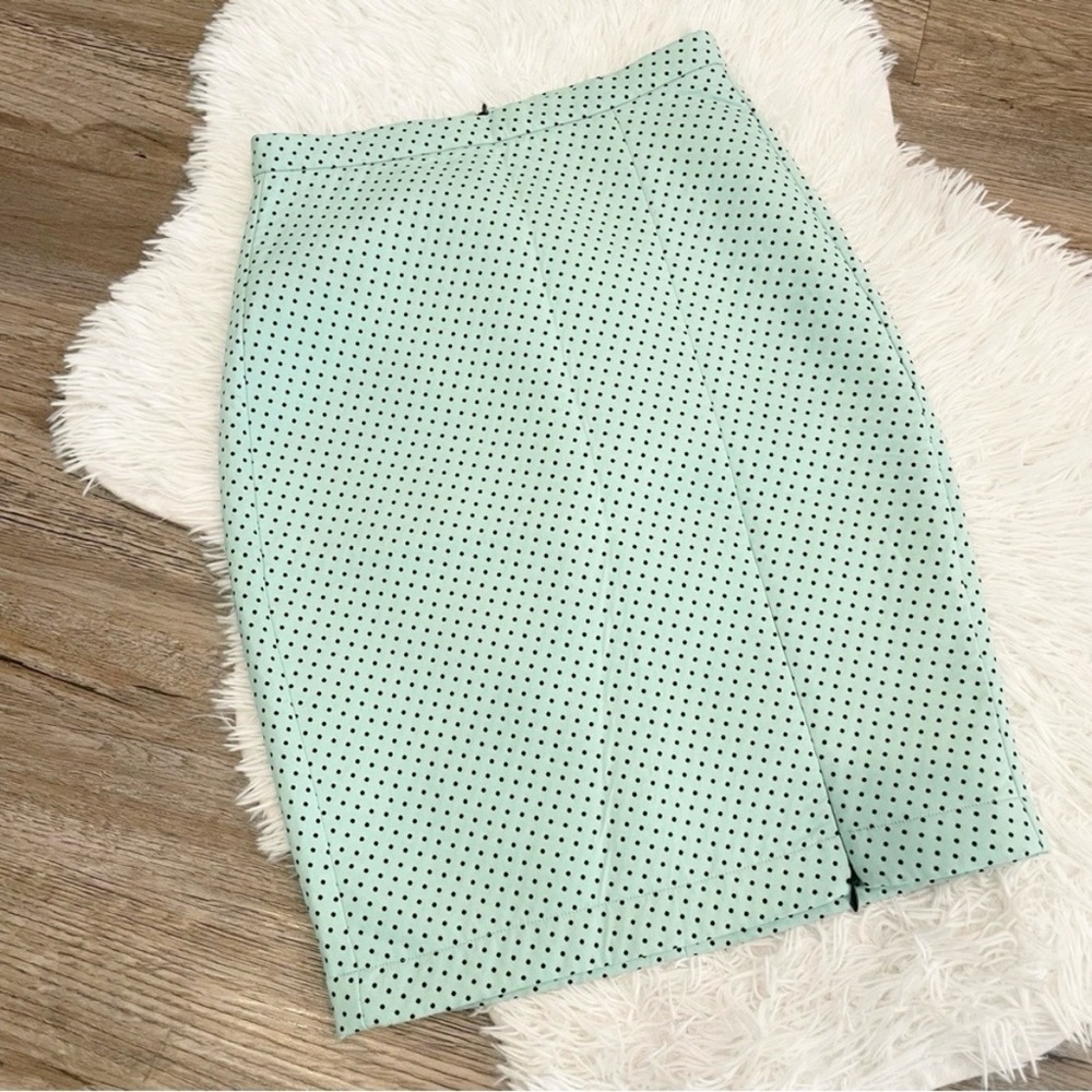 Zara Trafaluc Mint Green Polka Dot Pencil Skirt XS Zipper 2000s Style Office